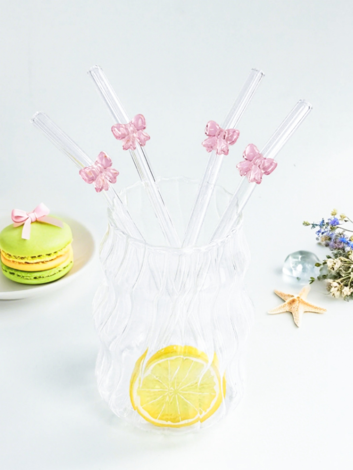 1/6PCS Cute Cartoon Pink Bowkn - Reusable Straw recension och pris