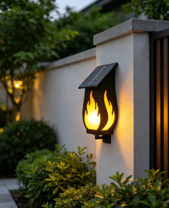 Outdoor solar wall light flame - Solar Garden Light recension och pris