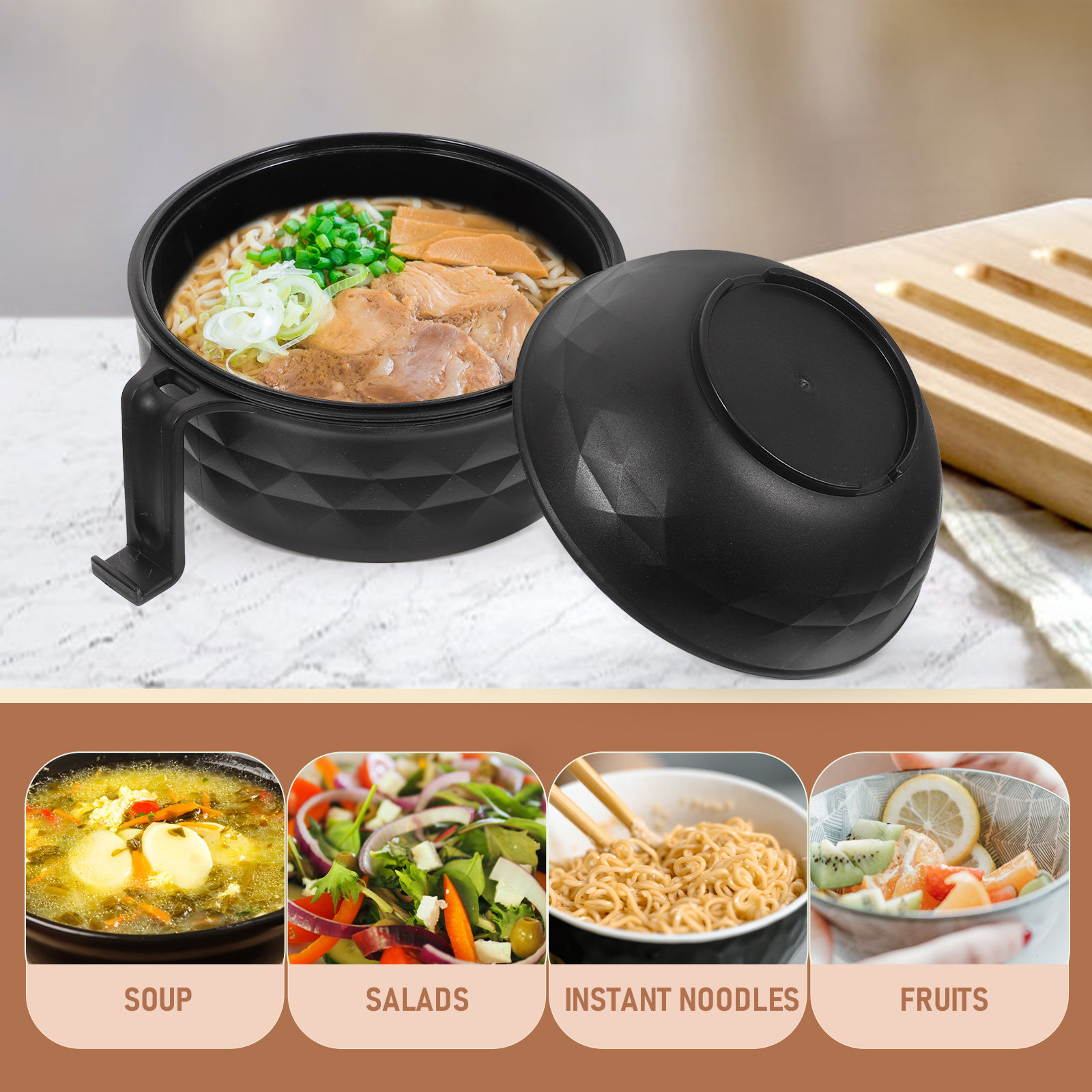 1Set Wheat Straw Food Bowl Set - Reusable Straw recension och pris