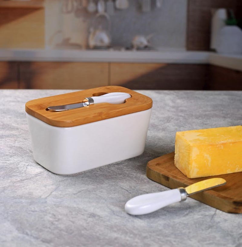 Simple Ceramic Butter Dish wit - Bamboo Cutlery recension och pris