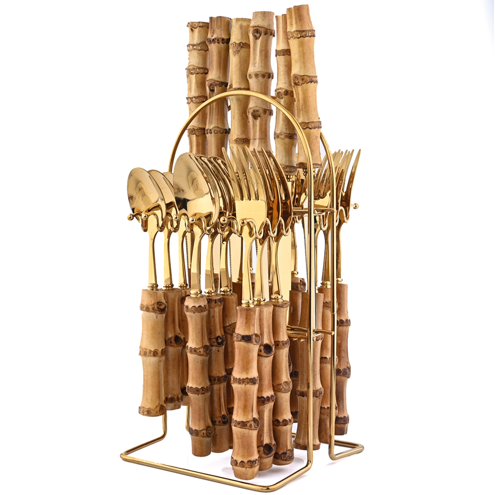 6//24Pcs Dinnerware Sets Bambo - Bamboo Cutlery recension och pris